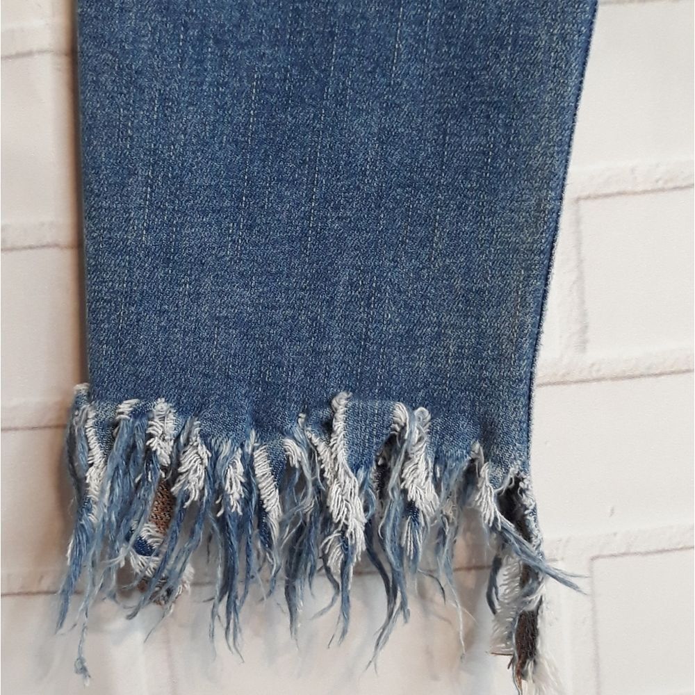 Free People Women's Distressed Skinny Stretch Denim Raw Hem Ankle Blue Jeans 24 - Picture 8 of 11